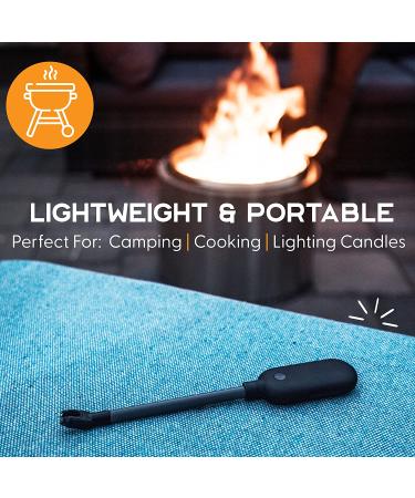 Power Practical Candle Lighter - USB Rechargeable Electric Lighter with Plasma Technology and Long Wand - Flameless Lighters for Candles, Camping, Cooking - Black - Buy Online on GoSupps.com
