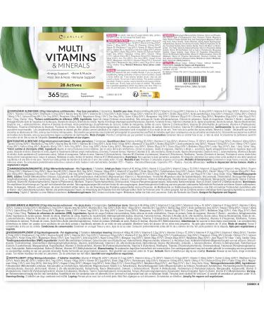 Multivitamins and Minerals | 365 Vegan Tablets | 28 Essential Nutrients | Multivitamins Women and Men | Vitamin Supplement | By Carlyle - Buy Online on GoSupps.com