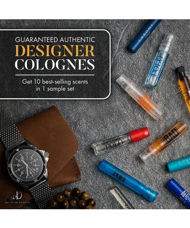 Infinite Scents Men's Cologne Sampler Set - 10 Designer Fragrances + Pocket-Sized Pouch | Travel-Size Cologne Samples Gift Set - Buy Online on GoSupps.com