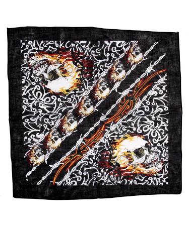 Zac's Alter Ego Flaming Skull & Barbed Wire Cotton Bandana/Face Mask - Buy Online on GoSupps.com