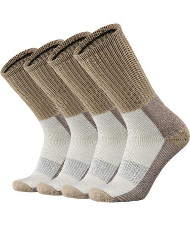 ONKE Merino Wool Cushion Crew Socks for Men Outdoor Hike Hiking All Season Work Boot with Moisture Wicking Heavy Thermal Warm Camel 10-13