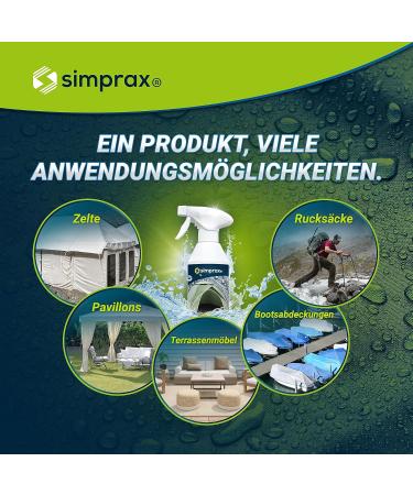 SimPrax Climate-Neutral Tent Impregnation Spray - Oeko-Tex Eco-Passport | UV-Stable Biodegradable 500ml - Suitable for International Shipping - Buy Online on GoSupps.com