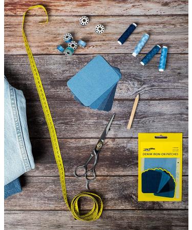 ZEFFFKA Premium Quality Denim Iron-on Jean Patches Set - 100% Cotton, Assorted Shades of Blue, 12 Pieces, Size 3 x 4-1/4, Strongest Glue for Inside & Outside Repairs and Decorating - Buy Online on GoSupps.com