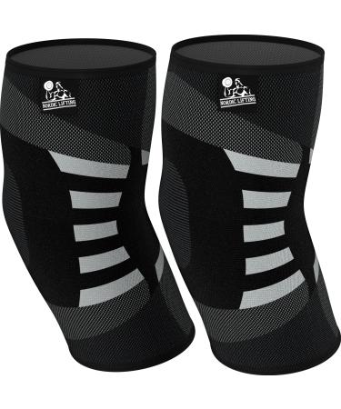 Elbow Compression Sleeves (1 Pair) - Support for Tendonitis Prevention & Recovery (Large)