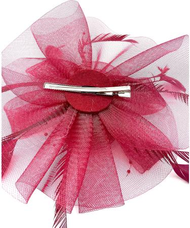 Ladies Feather Fasciantor Clip/Aliceband Hair Piece Weddings Races Royal Ascot (Burgundy) - Buy Online on GoSupps.com