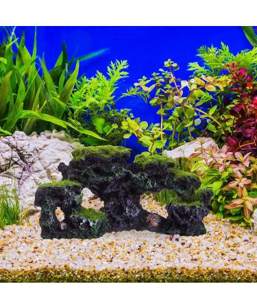Relaxdays Aquarium Decoration Stone - Natural Look Rock Cave Hiding Place 8.5x17cm Black-Green Aquarium Accessory - Buy Online on GoSupps.com