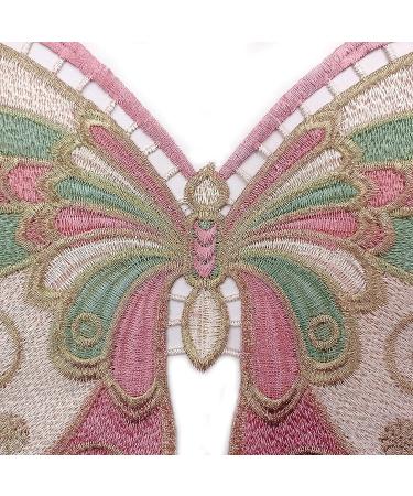 Polyester Butterfly Collar Patches - DIY Sewing Applique Embroidered Lace Patch (Pink) - Buy Online on GoSupps.com
