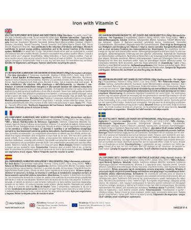 Horbaach Iron and Vitamin C 180 Chewable Tablets Iron 14mg and Vitamin C 80mg Supplement 2 Months Delivery Horbach - Buy Online on GoSupps.com