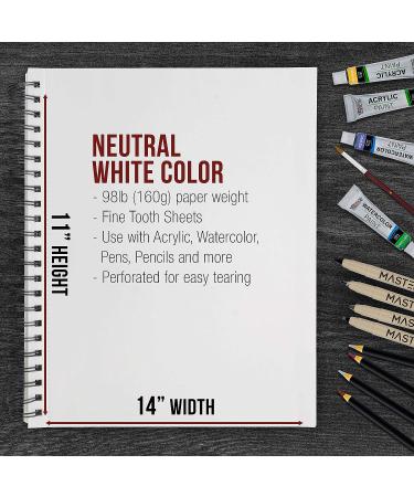 U.S. Art Supply Mixed Media Paper Pad Sketchbook 11x14 2 Pack - 60 Sheets, Spiral-Bound, Acid-Free - Ideal for Artist Sketching, Drawing, Painting - Watercolor, Acrylic, 98lb (160gsm) - Buy Online on GoSupps.com