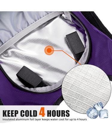 MIRACOL Insulated Hydration Pack with 2L Water Bladder for Men Women Kids - Purple Hydropack Bag for Running, Cycling, Hiking - Hydration Backpack for Rave Festival MTB Riding - Buy Online on GoSupps.com