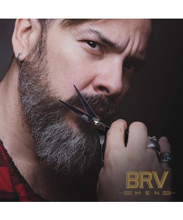 BRV MEN Professional German Steel Hammer Forged Mustache & Beard Scissors - 5.5 - 100% Stainless Steel - Razor Sharp Trimming Shears (RIGHT HANDED - Black) - Buy Online on GoSupps.com