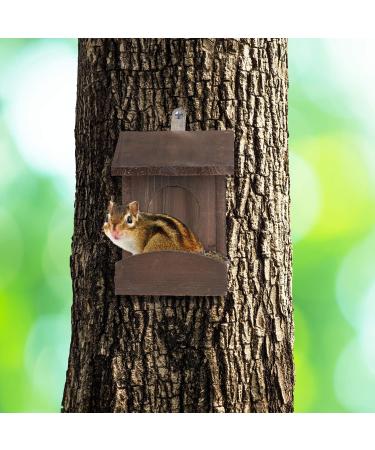 Relaxdays Squirrel Feeder House Feeding Station Box Hanging Wooden HWD: 17.5 x 14 x 25 cm Natural Spruce Wood Brown Pack of 1 - Buy Online on GoSupps.com