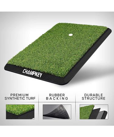 CHAMPKEY Premium Synthetic Turf Golf Hitting Mat M(13 x 17) LITE Version | Heavy Duty Rubber Base | Includes 1 Rubber Tee and 9 Plastic Tees - Buy Online on GoSupps.com