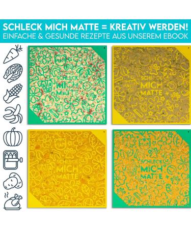 Dog is K nig Leak Mat for Dogs - Patented Suction Cup Design 2-Pack (22x22cm) with Spatula & Recipes Book - Food-Safe & Dishwasher-Resistant in Mint Green & Habanero Yellow - Buy Online on GoSupps.com