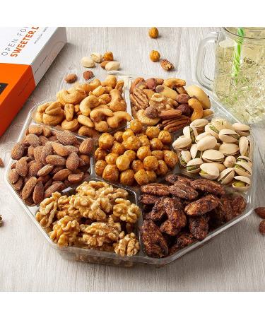 Oh! Nuts 7 Variety Roasted Salted Nuts Gift Basket - 1.8 LB Prime Gourmet Assortment Tray for Birthday, Anniversary, Corporate Gifts - Men and Women - 1.8 Pound - Buy Online on GoSupps.com