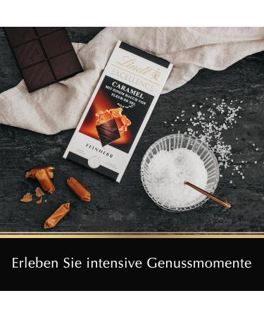 Lindt Excellence Caramel & Meersalz Chocolate 100g - Dark Chocolate with Caramel & Sea Salt - Premium Cocoa Taste - International Shipping Available - Buy Online on GoSupps.com