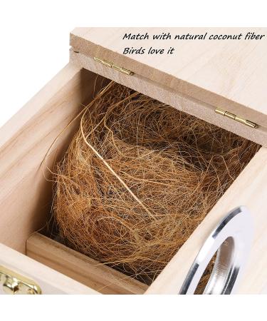 Wooden Parakeet Nesting Box with Coconut Fiber Toy - Ideal for Cockatiel Lovebirds Budgie Finch Canary - 7.8x4.8x4.8 - Buy Online on GoSupps.com