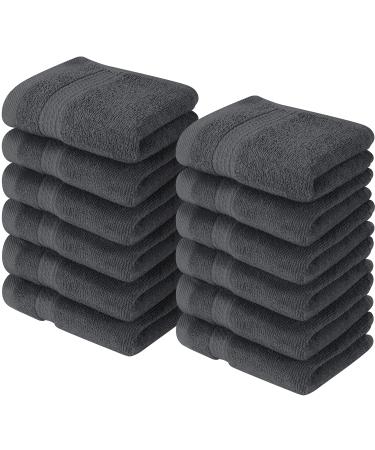 Utopia Towels 12 Pack Premium Wash Cloths Set (12 x 12 Inches) 100% Cotton Ring Spun, Highly Absorbent and Soft Feel Essential Washcloths for Bathroom, Spa, Gym, and Face Towel (Grey) 12 Pack Grey