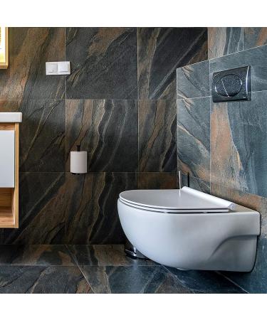 Matte Black Toilet Paper Holder - Stainless Steel Adhesive Roll Holder for Bathroom - Buy Online on GoSupps.com