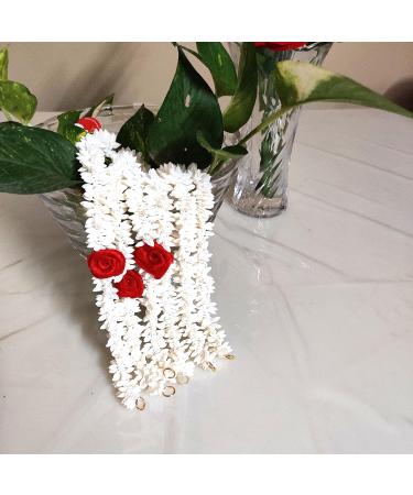 Buy Handmade Artificial Flower Gajra Veni Garland 12-Piece Set of 6 Red & 6 White 13-Inch Hair Accessories for International Shipping - Buy Online on GoSupps.com