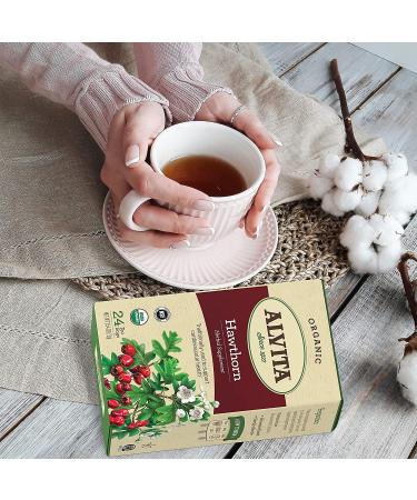 Alvita Organic Hawthorn Herbal Tea - Premium Quality 24 Tea Bags with Astringent Mellow Flavor - Buy Online on GoSupps.com
