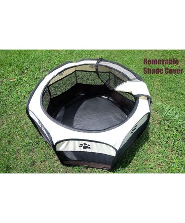 Gommle Portable Pet Playpen for Small Pets | Indoor/Outdoor with Carrying Case | Waterproof Bottom & Removable Zipper Top | S (28.7 x 28.7 x 16) - Brown - Buy Online on GoSupps.com