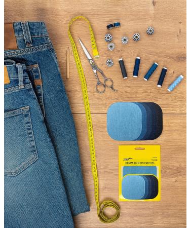ZEFFFKA Premium Quality Denim Iron-on Jean Patches 10 Pieces Kit, Assorted Shades of Blue Black, Size 4-1/4 x 3-3/4 - Strongest Glue, 100% Cotton, for Repair & Decorating - Buy Online on GoSupps.com