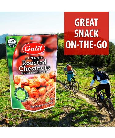 Galil Organic Roasted Chestnuts - 3.5 Oz Bags (Pack Of 6) - Gluten Free, All Natural, Vegan Snack - Perfect for Snacking, Baking, and Cooking - No Preservatives - Buy Online on GoSupps.com
