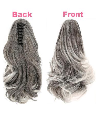 MICMART 14 Curly Synthetic Clip Ponytail Extension in Natural Black Tip Gray - 14 Inch - Ideal Hairpiece for Women and Girls - Buy Online on GoSupps.com