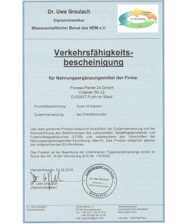 Vita2you Super K2 1200 g Vitamin K2 - Original Vitamk7 - High-Dose MK-7 & MK-4 (99% All Trans) - 120 Premium Quality Capsules - International Shipping Available - Buy Online on GoSupps.com