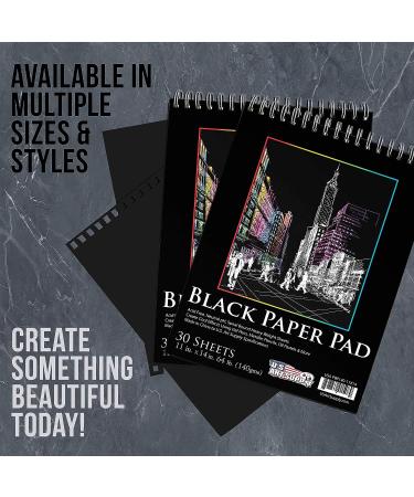 U.S. Art Supply 11x14 Premium Black Sketch Pad, 2 Pack - 30 Sheets Each, Spiral Bound Drawing Paper for Colored Pencils, Gel Pens, Oil Pastels - 64lb Heavyweight Paper (140gsm) - Buy Online on GoSupps.com