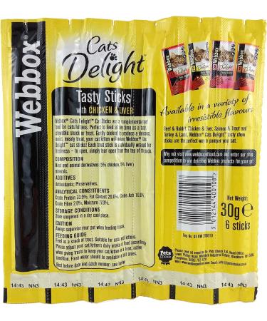 Webbox Cats Delight Tasty Sticks with Chicken & Liver - 6 Sticks (30 Packs) - Buy Online on GoSupps.com