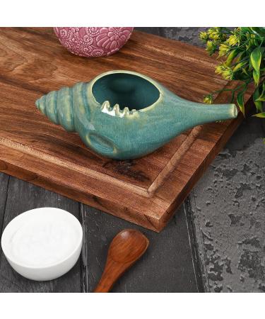 Qimacplus Leak Proof Durable Ceramic Neti Pot Non-Metallic and Comfortable Grip | Microwave and Dishwasher Friendly Natural Treatment for Sinus and Congestion Attractive Designed (Light Blue) - Buy Online on GoSupps.com