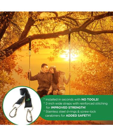 5ft Tree Swing Hanging Straps Kit - 2000 lb Capacity - Easy Installation with Safer Lock Carabiner Hooks - Ideal for Swing Sets, Tire Swings, Hammocks - Buy Online on GoSupps.com