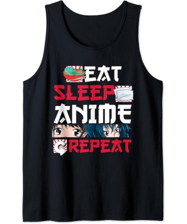 Kawaii Japanese Ramen Noodles Eat Sleep Anime Repeat Anime Tank Top