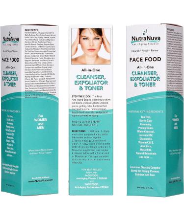 NutraNuva Face Food Cleanser & Exfoliator with Tea Tree & Clay - Vegan Facial Wash for Clear Skin, Anti Aging, Fight Acne - 6 Oz - Buy Online on GoSupps.com