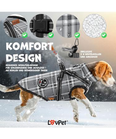 Lovpet 3XL Dog Jacket & Coat Waterproof Padded Vest with Reflectors D-Ring Feces Bags & Donor Perfect Winter Gear for Large Dogs - Buy Online on GoSupps.com