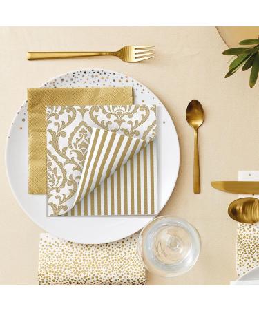 Buy PAW 3-Layer Paper Napkins | 33x33 cm | 20 pcs | Dual-Sided Mosaic Dog Design | Perfect for Birthdays Weddings & Celebrations | Portuguese Tiles Stripe (Gold) - Buy Online on GoSupps.com