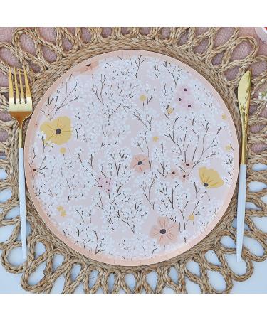Ginger Ray Pink Flower Paper Birthday Plates | Party Tableware | Pack of 8 - International Shipping Available - Buy Online on GoSupps.com
