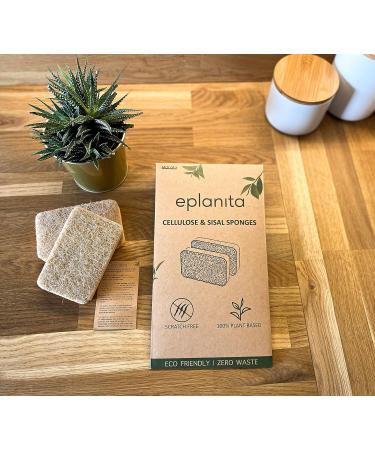 Eplanita Natural Plant Based Scrub Sponges - Non-Scratch Biodegradable Eco Scourers (3 Pack) - Buy Online on GoSupps.com