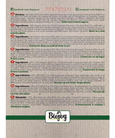  Biojoy Biojoy Bird's Eye BIO Bird's Eye Peppers (150g) whole pods very spicy - Buy Online on GoSupps.com