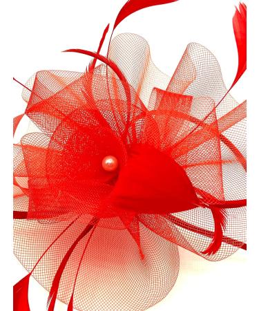 Ladies Large Feather Aliceband Fascinator Weddings Races Royal Ascot Headband (Red) - Buy Online on GoSupps.com
