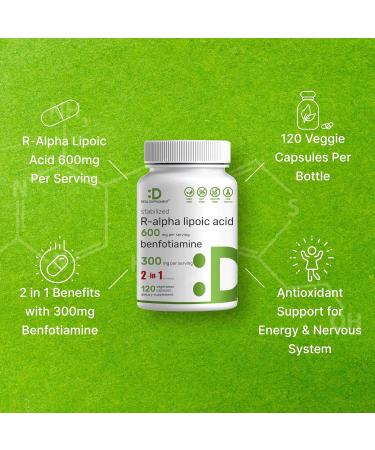 DEAL SUPPLEMENT R Alpha Lipoic Acid 600mg & Benfotiamine 300mg - 120 Veggie Capsules for Energy & Nervous System Support - Antioxidant Supplement - R-ALA Complex - Buy Online on GoSupps.com