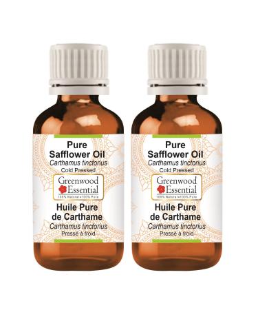 Greenwood essential natural color thistle oil (Carthamus tinctorius) Natural pure therapeutic quality cold -pressed (Pack of Two) 100ml x 2 (6.76 oz)