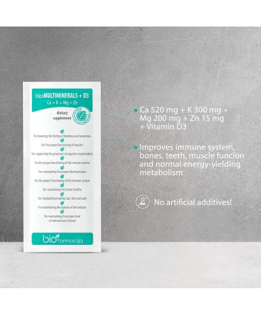 Bio Multiminerals with Calcium, Potassium, Magnesium, Zinc and Vitamin D3 - 520mg Ca, 300mg K, 200mg Mg, 15mg Zn - Buy Online on GoSupps.com