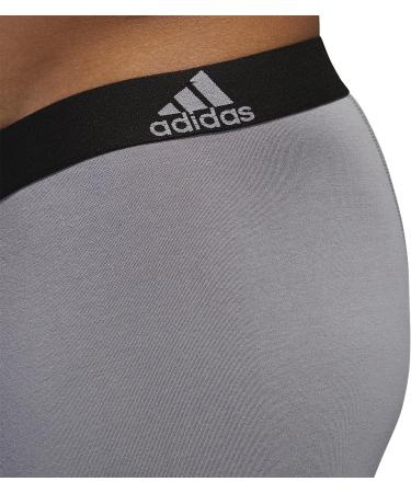 adidas Men's Stretch Cotton 3-Pack Long Boxer Brief - Small - Onix/Black/Black/Grey - Black - Buy Online on GoSupps.com