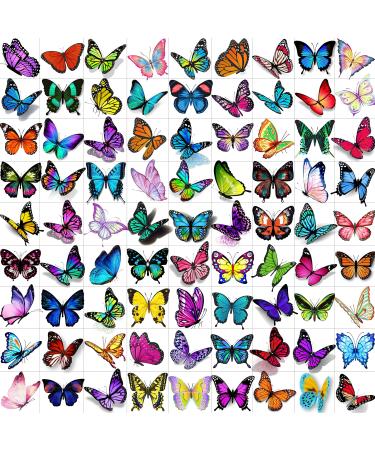 VANTATY 81 PCS Colorful Butterfly Temporary Tattoos For Women Boobs  Watercolor Small 3D Butterfly Long Lasting Temp Tattoo Sticker For Kids Girls Face Arm  Fake Tattoos That Look Real And Last Long