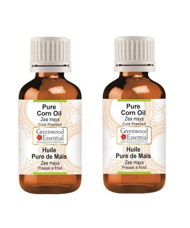 Greenwood Essential Pure Corn Oil (Zea mays) Pure Therapeutic Grade Cold Pressed (Pack of Two) 100ml X 2 (6.76 oz)