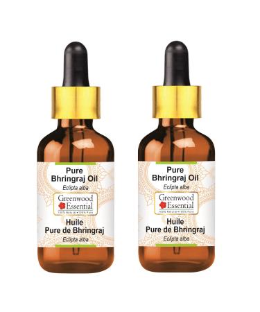 Greenwood essential natural Bhringraj oil (Eclipta Alba) with glass dripper therapeutic quality for hair skin and aromatherapy (pack with two) 100ml x 2 (6.76 oz)