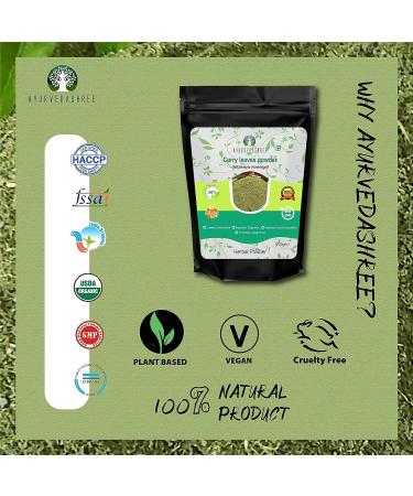 AYURVEDASHREE Curry Leaf Powder 200 Gm for Hair Growth and Volume | Murraya Koenigii | Natural & Food Grade - Buy Online on GoSupps.com